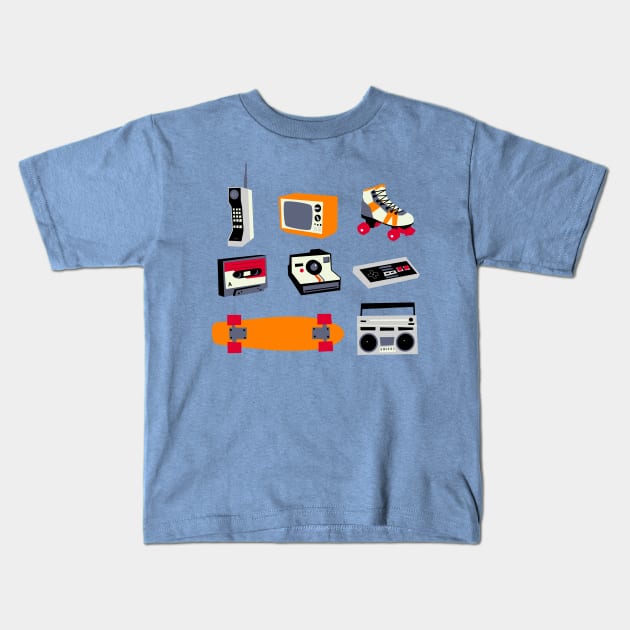 80s Items Kids T-Shirt by TheVectorMonkeys